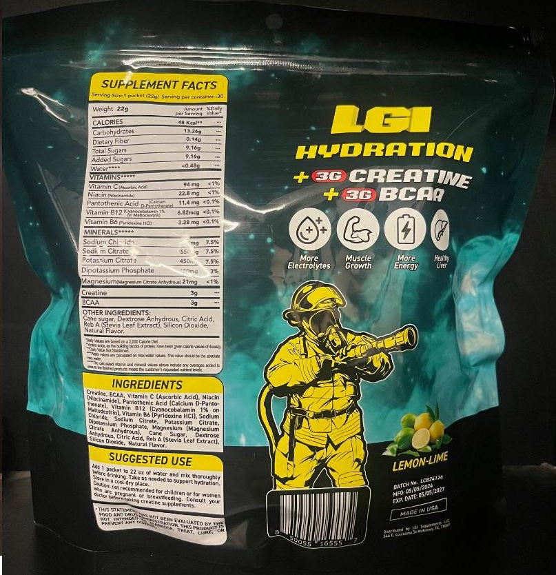LGI: Hydration +Creatine +BCAA, Lemon Lime, 30 Packets – LSResearch