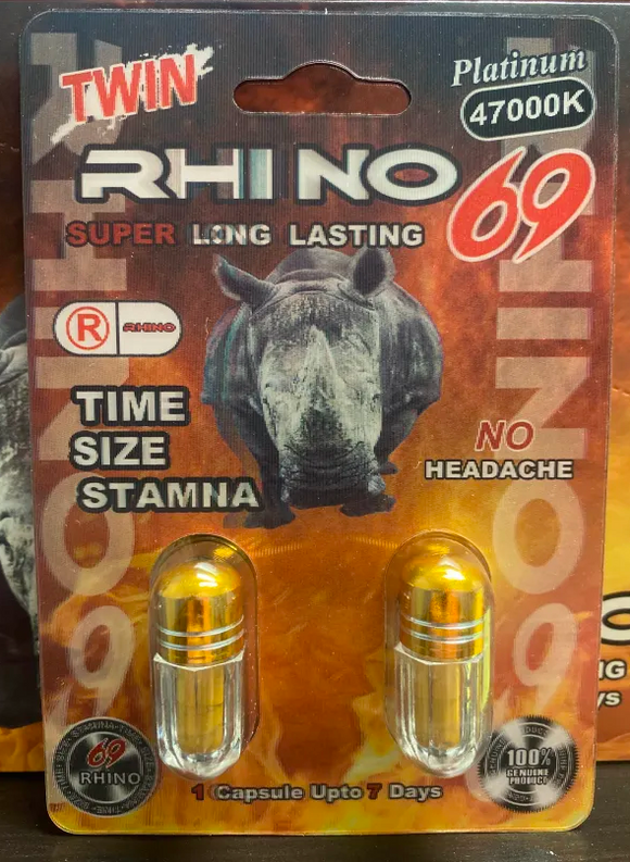 Rhino 69 Platinum 47000K Double Capsule Male Enhancement