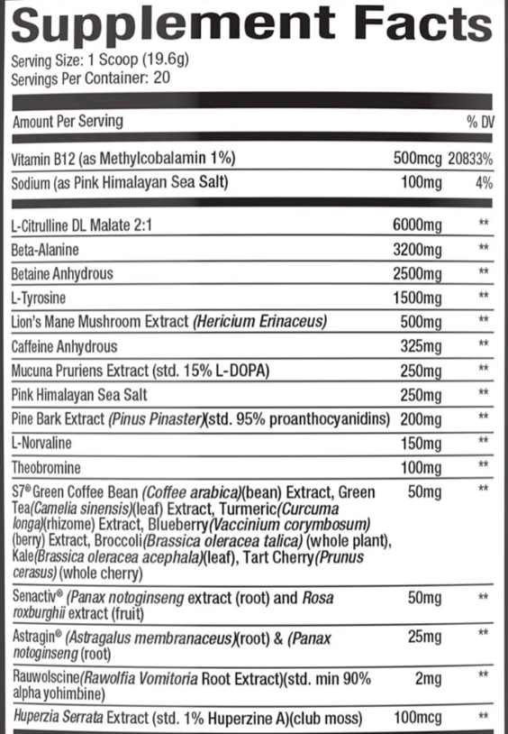 GEC LFL Nootropic Pre-workout - 20 Servings