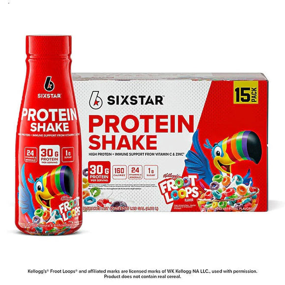 Six Star Kellogg's 30g Froot Loops Protein Shake, 11 fl. oz., 15 pk.