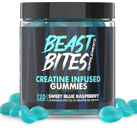 Beast Bites Creatine Infused Gummies, Blue Raspberry