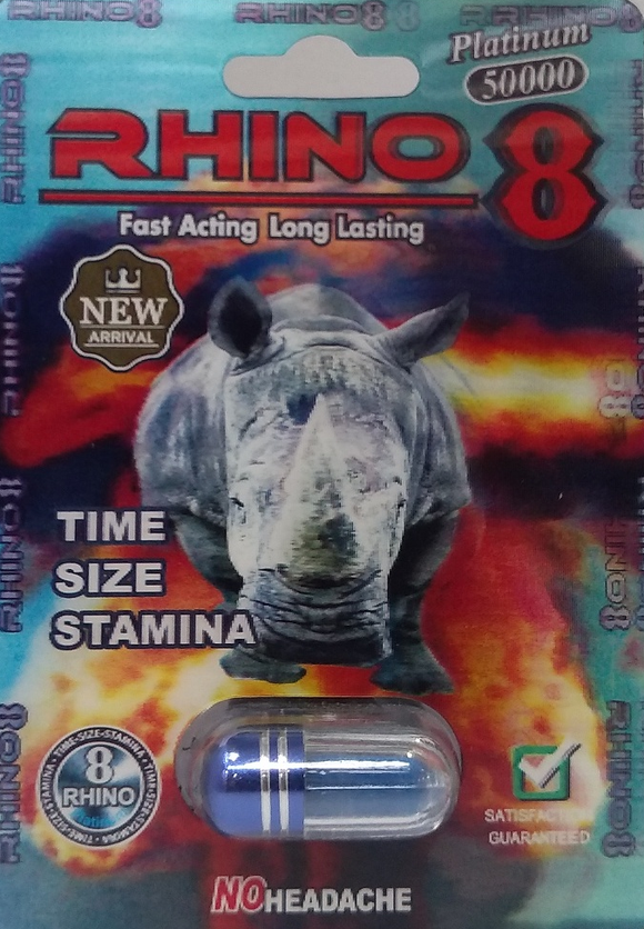 Rhino 8 Platinum 50000 Blue Package Male Enhancement